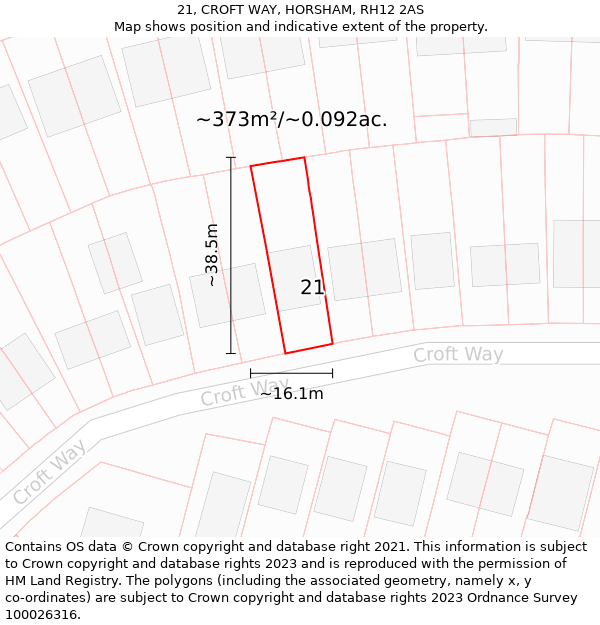 21, CROFT WAY, HORSHAM, RH12 2AS: Plot and title map