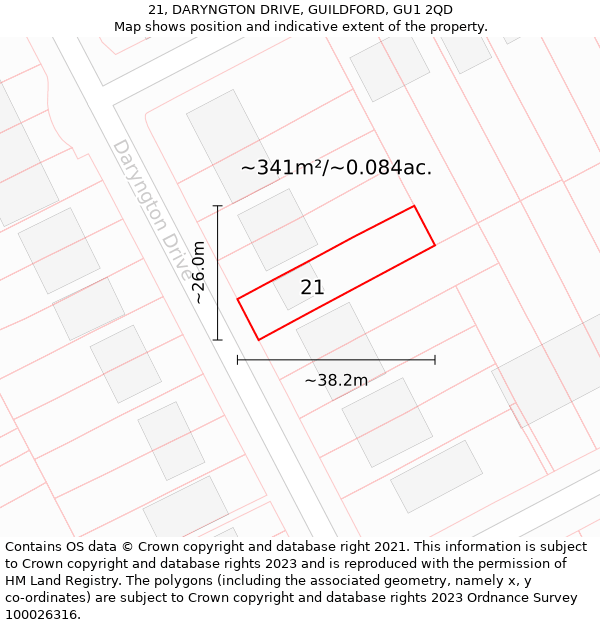 21, DARYNGTON DRIVE, GUILDFORD, GU1 2QD: Plot and title map