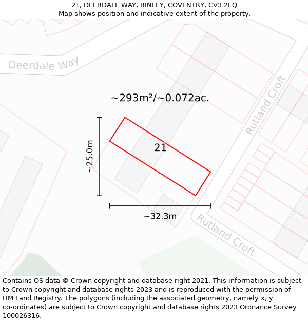 21, DEERDALE WAY, BINLEY, COVENTRY, CV3 2EQ: Plot and title map