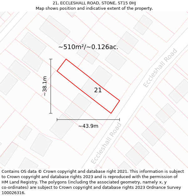 21, ECCLESHALL ROAD, STONE, ST15 0HJ: Plot and title map