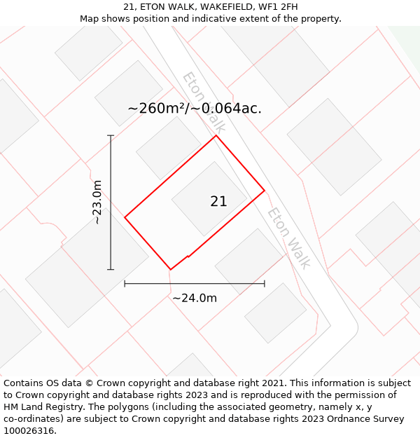 21, ETON WALK, WAKEFIELD, WF1 2FH: Plot and title map