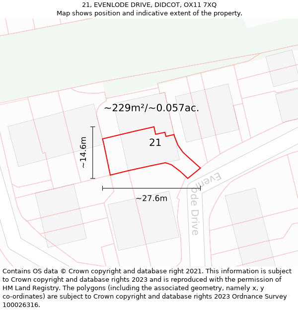 21, EVENLODE DRIVE, DIDCOT, OX11 7XQ: Plot and title map