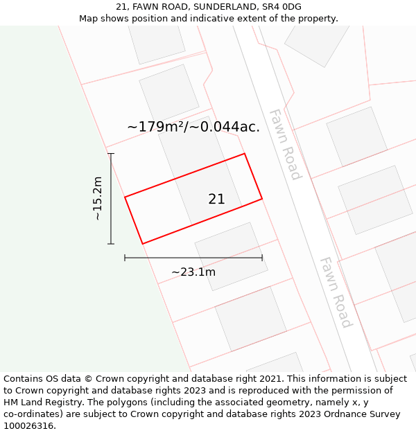 21, FAWN ROAD, SUNDERLAND, SR4 0DG: Plot and title map