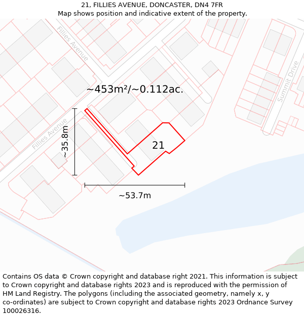 21, FILLIES AVENUE, DONCASTER, DN4 7FR: Plot and title map