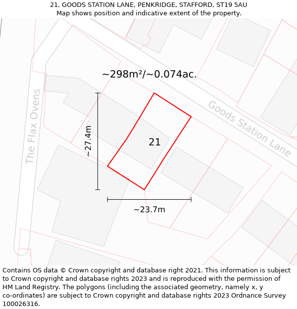 21, GOODS STATION LANE, PENKRIDGE, STAFFORD, ST19 5AU: Plot and title map