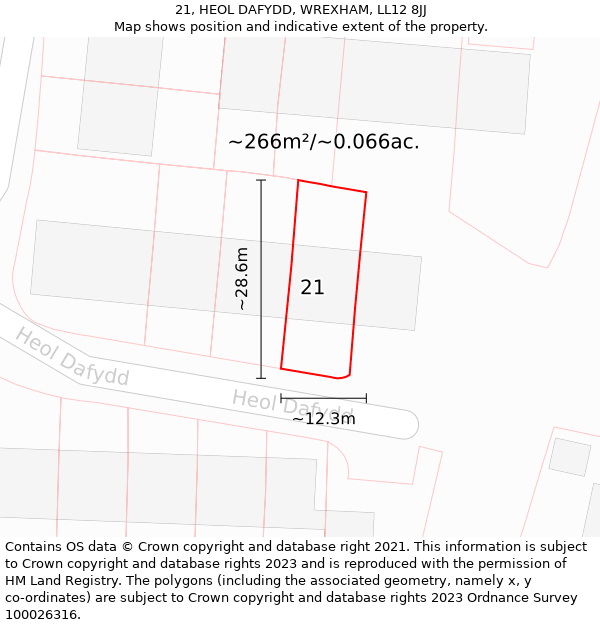 21, HEOL DAFYDD, WREXHAM, LL12 8JJ: Plot and title map