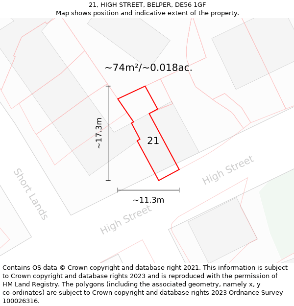 21, HIGH STREET, BELPER, DE56 1GF: Plot and title map