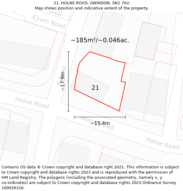 21, HOLNE ROAD, SWINDON, SN1 7AU: Plot and title map