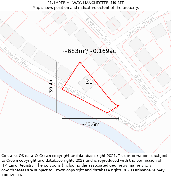 21, IMPERIAL WAY, MANCHESTER, M9 8FE: Plot and title map