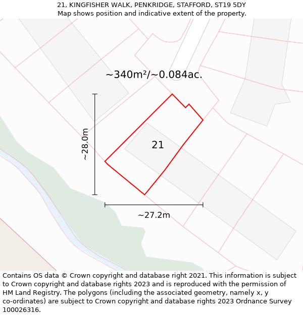 21, KINGFISHER WALK, PENKRIDGE, STAFFORD, ST19 5DY: Plot and title map