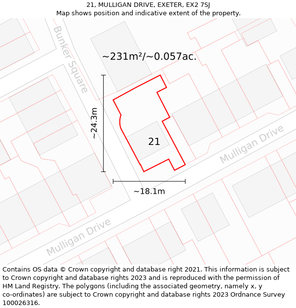 21, MULLIGAN DRIVE, EXETER, EX2 7SJ: Plot and title map