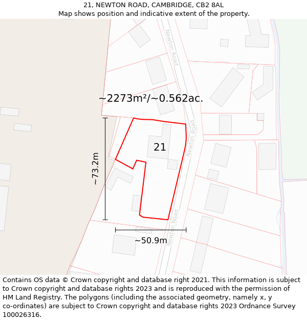 21, NEWTON ROAD, CAMBRIDGE, CB2 8AL: Plot and title map