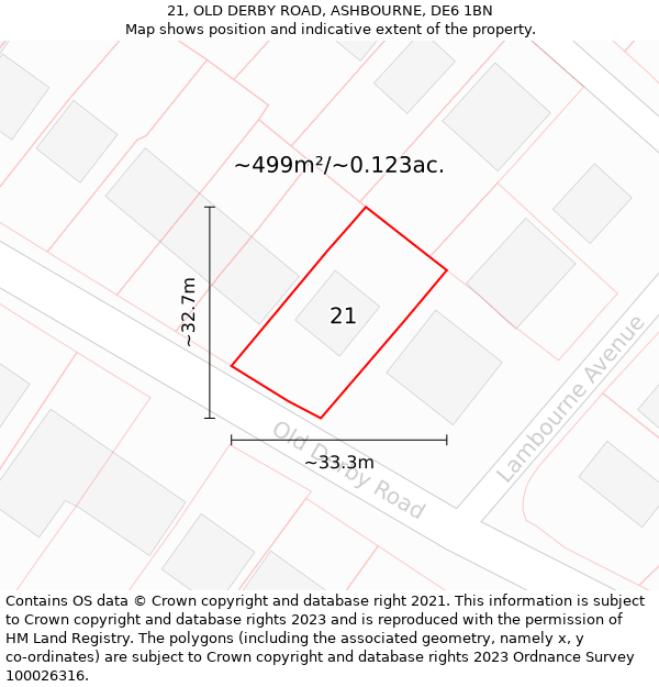 21, OLD DERBY ROAD, ASHBOURNE, DE6 1BN: Plot and title map