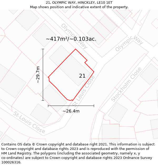 21, OLYMPIC WAY, HINCKLEY, LE10 1ET: Plot and title map