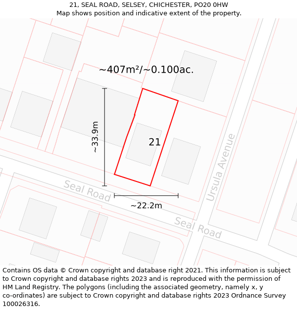 21, SEAL ROAD, SELSEY, CHICHESTER, PO20 0HW: Plot and title map