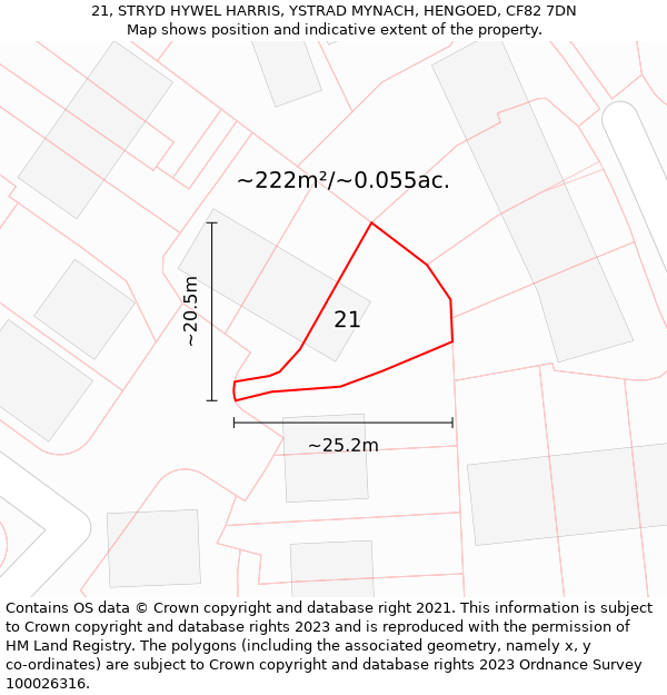 21, STRYD HYWEL HARRIS, YSTRAD MYNACH, HENGOED, CF82 7DN: Plot and title map