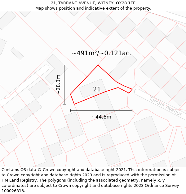 21, TARRANT AVENUE, WITNEY, OX28 1EE: Plot and title map