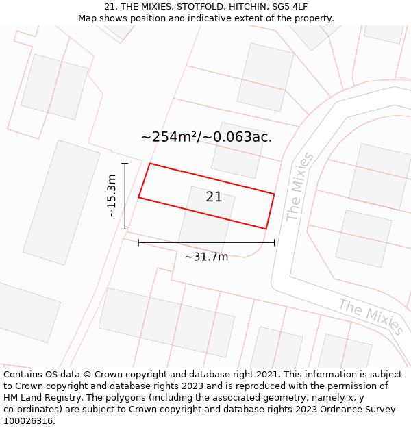 21, THE MIXIES, STOTFOLD, HITCHIN, SG5 4LF: Plot and title map