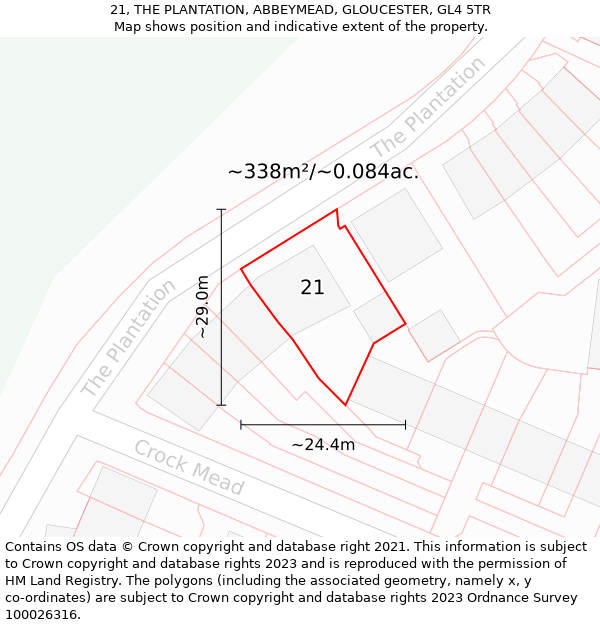 21, THE PLANTATION, ABBEYMEAD, GLOUCESTER, GL4 5TR: Plot and title map