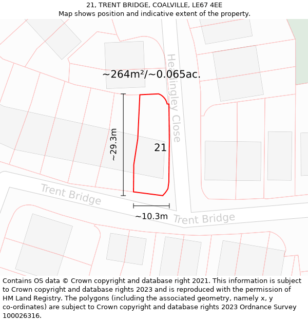 21, TRENT BRIDGE, COALVILLE, LE67 4EE: Plot and title map