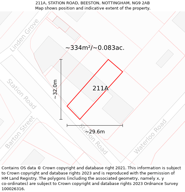 211A, STATION ROAD, BEESTON, NOTTINGHAM, NG9 2AB: Plot and title map