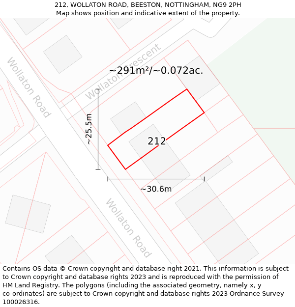 212, WOLLATON ROAD, BEESTON, NOTTINGHAM, NG9 2PH: Plot and title map