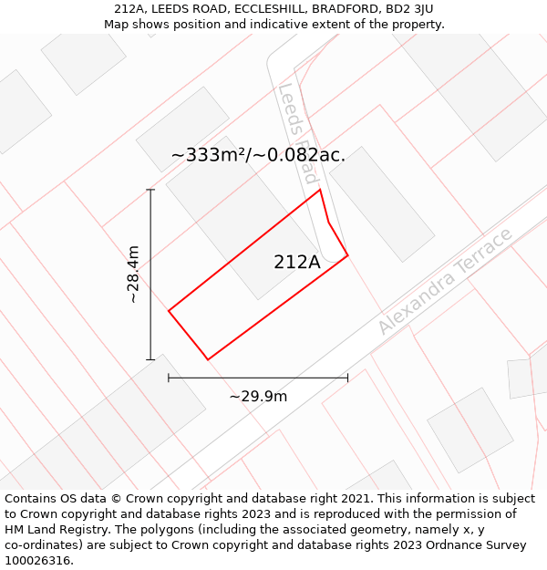 212A, LEEDS ROAD, ECCLESHILL, BRADFORD, BD2 3JU: Plot and title map