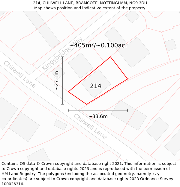 214, CHILWELL LANE, BRAMCOTE, NOTTINGHAM, NG9 3DU: Plot and title map