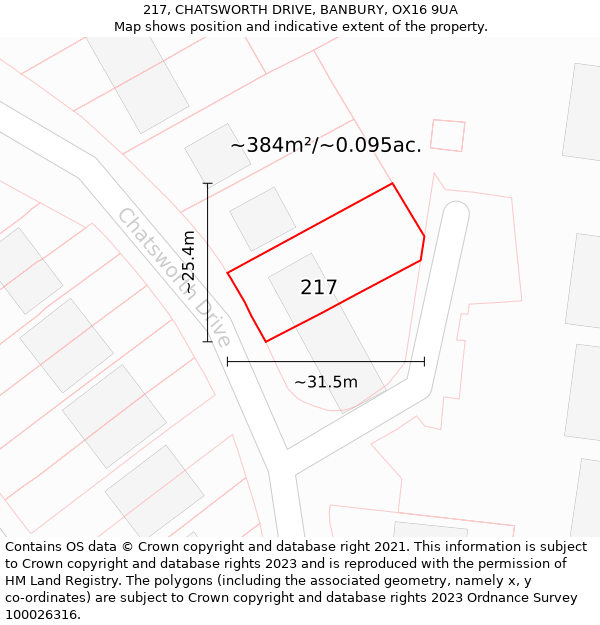 217, CHATSWORTH DRIVE, BANBURY, OX16 9UA: Plot and title map