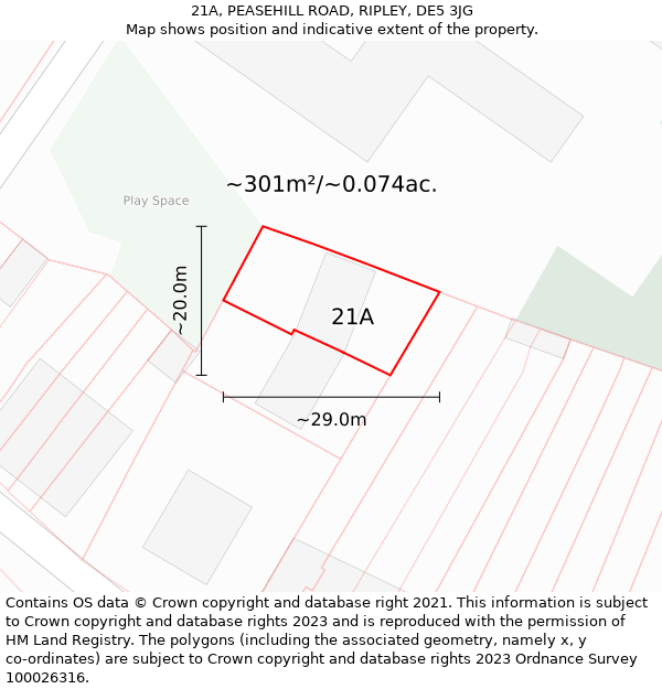 21A, PEASEHILL ROAD, RIPLEY, DE5 3JG: Plot and title map