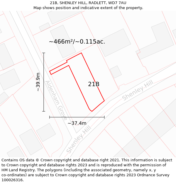 21B, SHENLEY HILL, RADLETT, WD7 7AU: Plot and title map