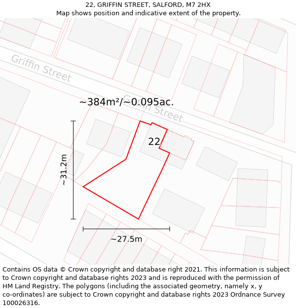 22, GRIFFIN STREET, SALFORD, M7 2HX: Plot and title map