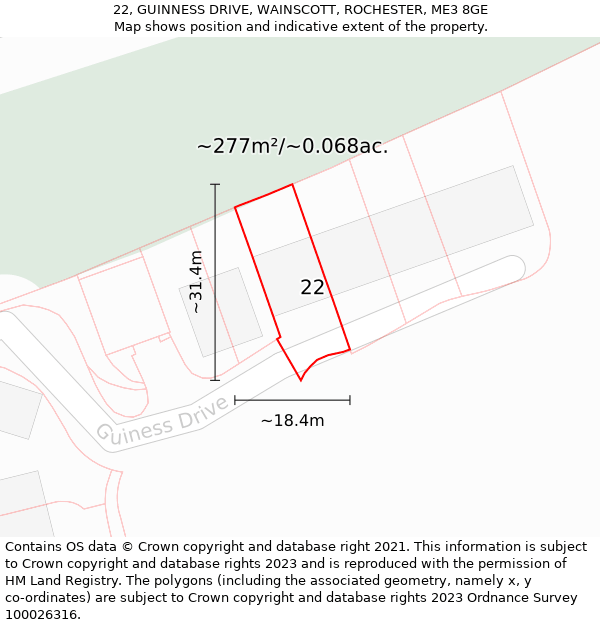 22, GUINNESS DRIVE, WAINSCOTT, ROCHESTER, ME3 8GE: Plot and title map