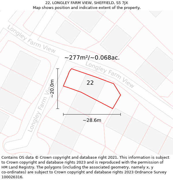 22, LONGLEY FARM VIEW, SHEFFIELD, S5 7JX: Plot and title map