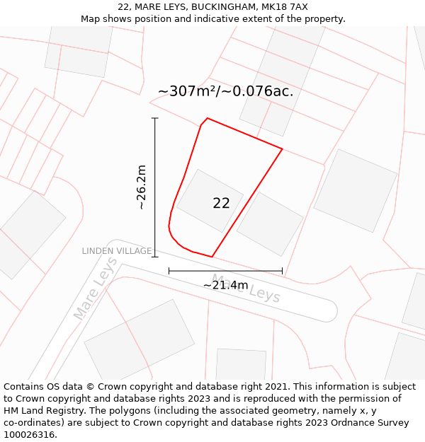 22, MARE LEYS, BUCKINGHAM, MK18 7AX: Plot and title map