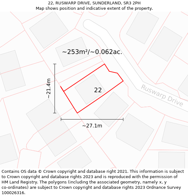 22, RUSWARP DRIVE, SUNDERLAND, SR3 2PH: Plot and title map