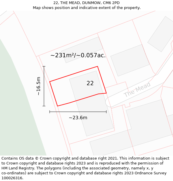 22, THE MEAD, DUNMOW, CM6 2PD: Plot and title map