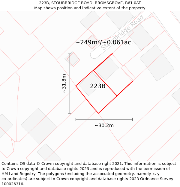 223B, STOURBRIDGE ROAD, BROMSGROVE, B61 0AT: Plot and title map