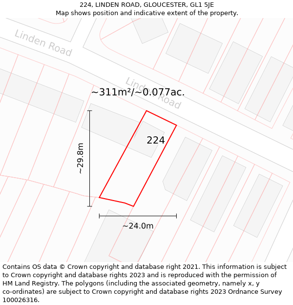 224, LINDEN ROAD, GLOUCESTER, GL1 5JE: Plot and title map