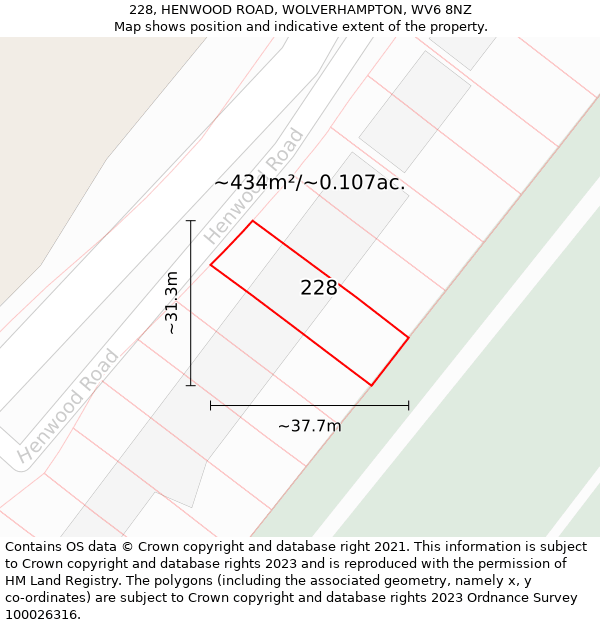 228, HENWOOD ROAD, WOLVERHAMPTON, WV6 8NZ: Plot and title map