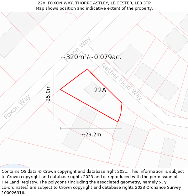 22A, FOXON WAY, THORPE ASTLEY, LEICESTER, LE3 3TP: Plot and title map