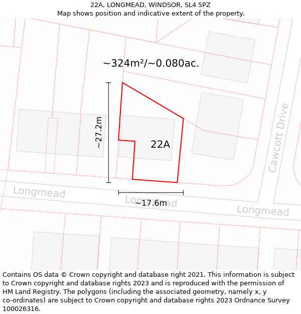 22A, LONGMEAD, WINDSOR, SL4 5PZ: Plot and title map