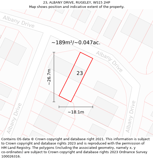 23, ALBANY DRIVE, RUGELEY, WS15 2HP: Plot and title map