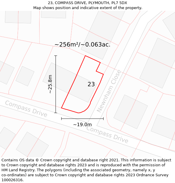 23, COMPASS DRIVE, PLYMOUTH, PL7 5DX: Plot and title map