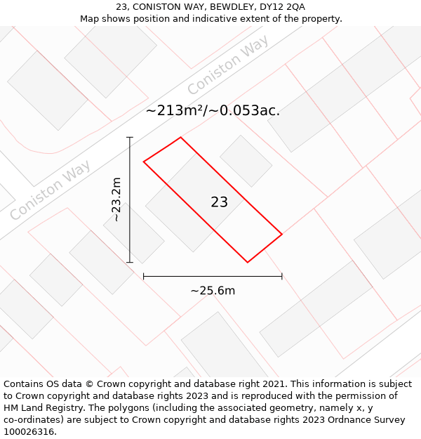 23, CONISTON WAY, BEWDLEY, DY12 2QA: Plot and title map