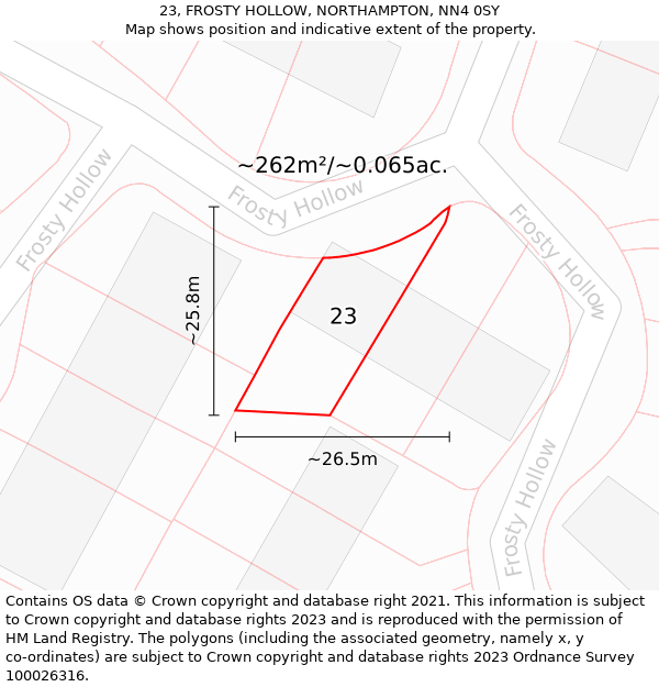 23, FROSTY HOLLOW, NORTHAMPTON, NN4 0SY: Plot and title map