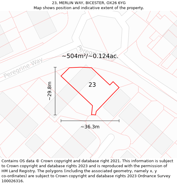 23, MERLIN WAY, BICESTER, OX26 6YG: Plot and title map