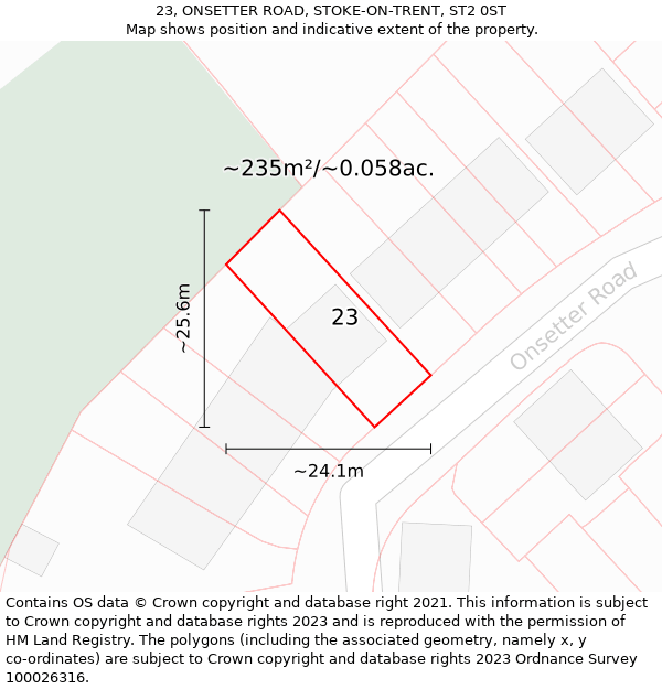 23, ONSETTER ROAD, STOKE-ON-TRENT, ST2 0ST: Plot and title map