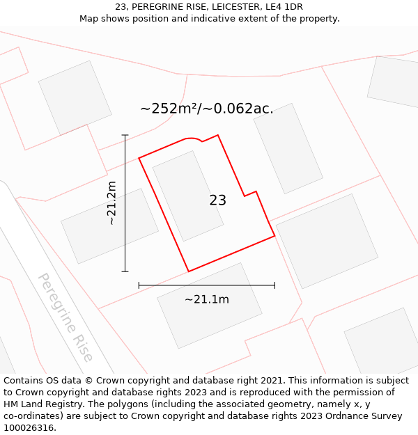 23, PEREGRINE RISE, LEICESTER, LE4 1DR: Plot and title map