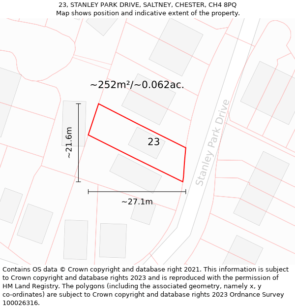 23, STANLEY PARK DRIVE, SALTNEY, CHESTER, CH4 8PQ: Plot and title map